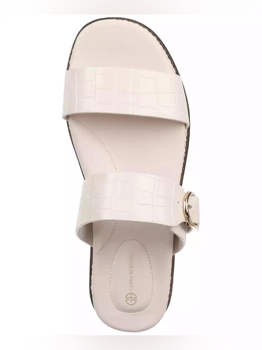 Giani Bernini Gianaa White Croc Double Strap Comfort Sandals NIBox Size 7.5 - Picture 3 of 13